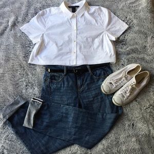 Marc By Marc Jacobs Stretch Poplin Crop Shirt